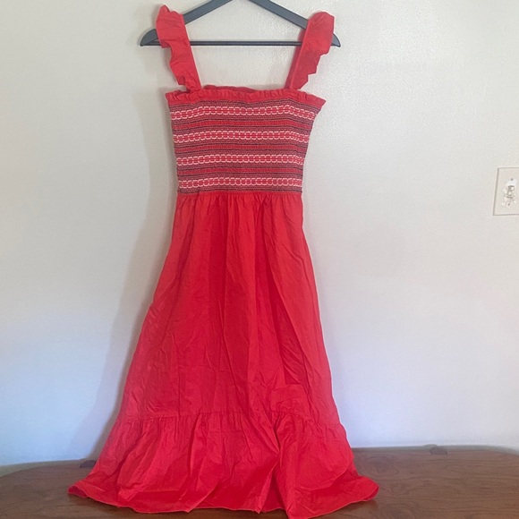 Moodie Red Ruffled Maxi Dress - Picture 1 of 4